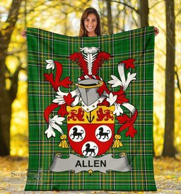 Scottish Allen Coat of Arms Family Crest Ireland Blanket Irish National Tartan Irish County Blanket