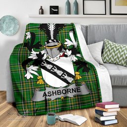 Scottish Ashborne Coat of Arms Family Crest Ireland Blanket Irish National Tartan Irish County Blanket