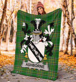 Scottish Ashborne Coat of Arms Family Crest Ireland Blanket Irish National Tartan Irish County Blanket