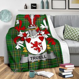 Scottish Truell Coat of Arms Family Crest Ireland Blanket Irish National Tartan Irish County Blanket