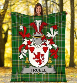 Scottish Truell Coat of Arms Family Crest Ireland Blanket Irish National Tartan Irish County Blanket