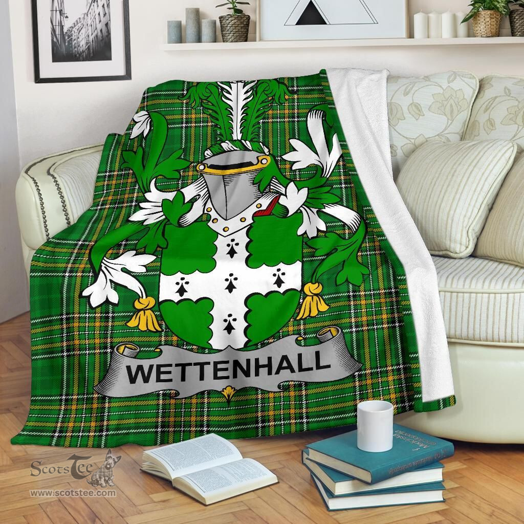 Scottish Wettenhall Coat of Arms Family Crest Ireland Blanket Irish National Tartan Irish County Blanket