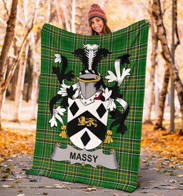 Scottish Massy or Massey Coat of Arms Family Crest Ireland Blanket Irish National Tartan Irish County Blanket