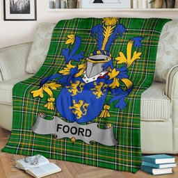 Scottish Foord Coat of Arms Family Crest Ireland Blanket Irish National Tartan Irish County Blanket