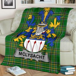 Scottish McLysacht or Lysacht Coat of Arms Family Crest Ireland Blanket Irish National Tartan Irish County Blanket