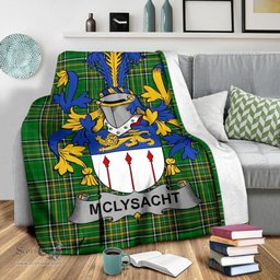Scottish McLysacht or Lysacht Coat of Arms Family Crest Ireland Blanket Irish National Tartan Irish County Blanket