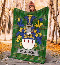 Scottish McLysacht or Lysacht Coat of Arms Family Crest Ireland Blanket Irish National Tartan Irish County Blanket