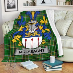 Scottish McLysacht or Lysacht Coat of Arms Family Crest Ireland Blanket Irish National Tartan Irish County Blanket