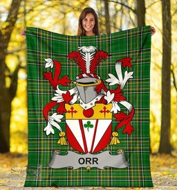 Scottish Orr Coat of Arms Family Crest Ireland Blanket Irish National Tartan Irish County Blanket