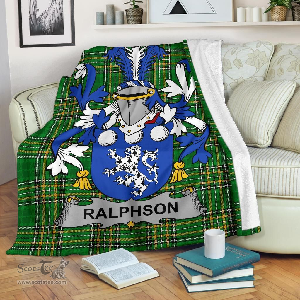 Scottish Ralphson Coat of Arms Family Crest Ireland Blanket Irish National Tartan Irish County Blanket