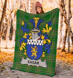 Scottish Eagar Coat of Arms Family Crest Ireland Blanket Irish National Tartan Irish County Blanket
