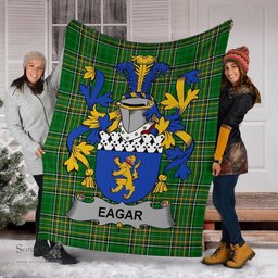Scottish Eagar Coat of Arms Family Crest Ireland Blanket Irish National Tartan Irish County Blanket