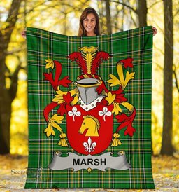 Scottish Marsh Coat of Arms Family Crest Ireland Blanket Irish National Tartan Irish County Blanket