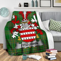 Scottish Fitz-John Coat of Arms Family Crest Ireland Blanket Irish National Tartan Irish County Blanket