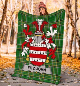 Scottish Fitz-John Coat of Arms Family Crest Ireland Blanket Irish National Tartan Irish County Blanket