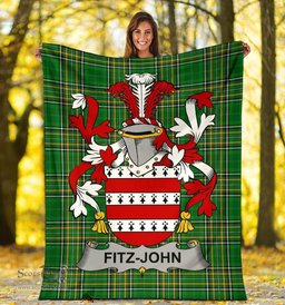 Scottish Fitz-John Coat of Arms Family Crest Ireland Blanket Irish National Tartan Irish County Blanket