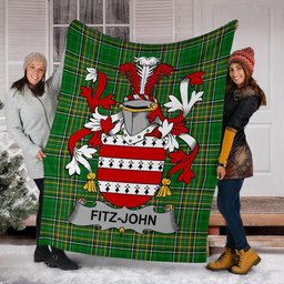 Scottish Fitz-John Coat of Arms Family Crest Ireland Blanket Irish National Tartan Irish County Blanket