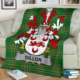 Scottish Dillon Coat of Arms Family Crest Ireland Blanket Irish National Tartan Irish County Blanket