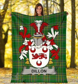 Scottish Dillon Coat of Arms Family Crest Ireland Blanket Irish National Tartan Irish County Blanket