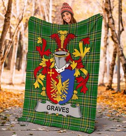 Scottish Graves or Greaves Coat of Arms Family Crest Ireland Blanket Irish National Tartan Irish County Blanket