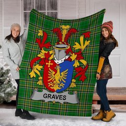 Scottish Graves or Greaves Coat of Arms Family Crest Ireland Blanket Irish National Tartan Irish County Blanket