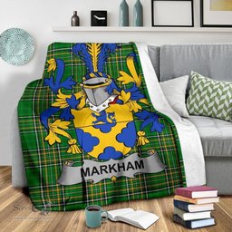 Scottish Markham Coat of Arms Family Crest Ireland Blanket Irish National Tartan Irish County Blanket