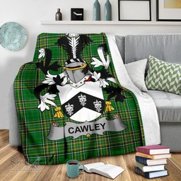 Scottish Cawley or Cauley Coat of Arms Family Crest Ireland Blanket Irish National Tartan Irish County Blanket
