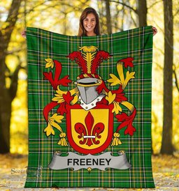 Scottish Freeney Coat of Arms Family Crest Ireland Blanket Irish National Tartan Irish County Blanket