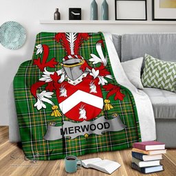 Scottish Merwood Coat of Arms Family Crest Ireland Blanket Irish National Tartan Irish County Blanket