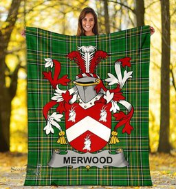 Scottish Merwood Coat of Arms Family Crest Ireland Blanket Irish National Tartan Irish County Blanket