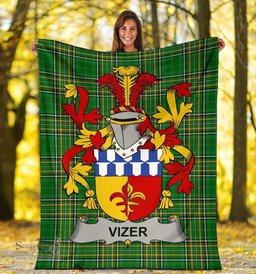 Scottish Vizer Coat of Arms Family Crest Ireland Blanket Irish National Tartan Irish County Blanket