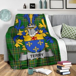 Scottish Terry Coat of Arms Family Crest Ireland Blanket Irish National Tartan Irish County Blanket