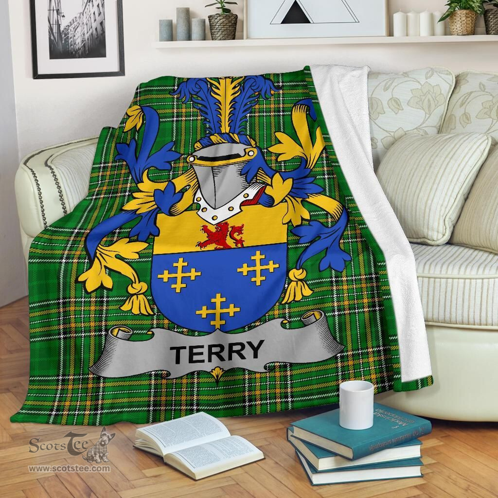 Scottish Terry Coat of Arms Family Crest Ireland Blanket Irish National Tartan Irish County Blanket