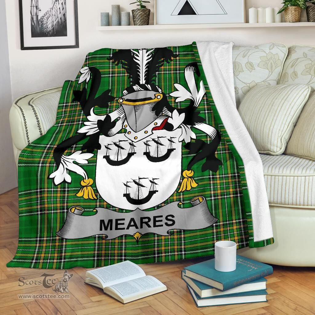 Scottish Meares Coat of Arms Family Crest Ireland Blanket Irish National Tartan Irish County Blanket