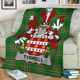 Scottish Tyrrell or Terrell Coat of Arms Family Crest Ireland Blanket Irish National Tartan Irish County Blanket