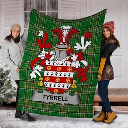 Scottish Tyrrell or Terrell Coat of Arms Family Crest Ireland Blanket Irish National Tartan Irish County Blanket