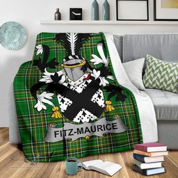 Scottish Fitz-Maurice Coat of Arms Family Crest Ireland Blanket Irish National Tartan Irish County Blanket
