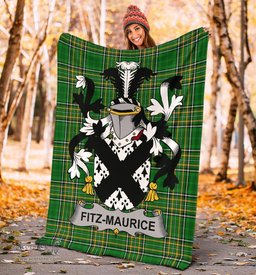 Scottish Fitz-Maurice Coat of Arms Family Crest Ireland Blanket Irish National Tartan Irish County Blanket