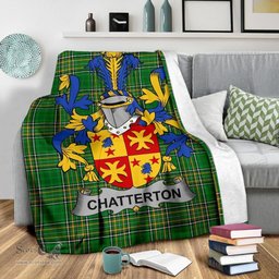 Scottish Chatterton Coat of Arms Family Crest Ireland Blanket Irish National Tartan Irish County Blanket