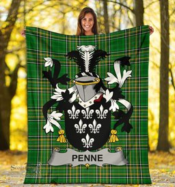 Scottish Penne or Penn Coat of Arms Family Crest Ireland Blanket Irish National Tartan Irish County Blanket