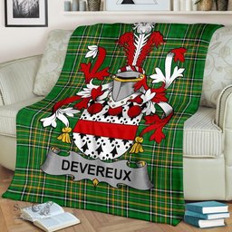 Scottish Devereux Coat of Arms Family Crest Ireland Blanket Irish National Tartan Irish County Blanket