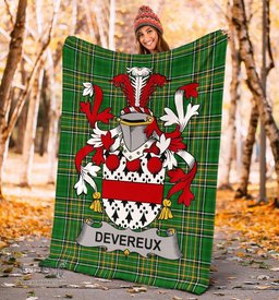 Scottish Devereux Coat of Arms Family Crest Ireland Blanket Irish National Tartan Irish County Blanket