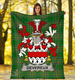 Scottish Devereux Coat of Arms Family Crest Ireland Blanket Irish National Tartan Irish County Blanket