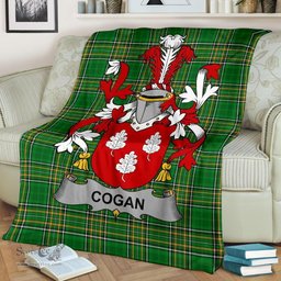 Scottish Cogan or O'Cogan Coat of Arms Family Crest Ireland Blanket Irish National Tartan Irish County Blanket