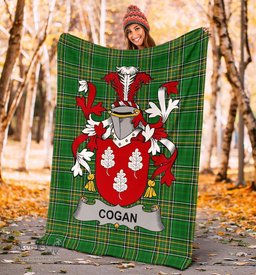 Scottish Cogan or O'Cogan Coat of Arms Family Crest Ireland Blanket Irish National Tartan Irish County Blanket
