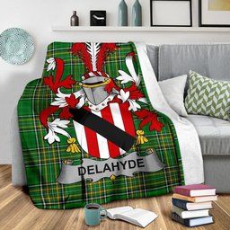 Scottish Delahyde Coat of Arms Family Crest Ireland Blanket Irish National Tartan Irish County Blanket