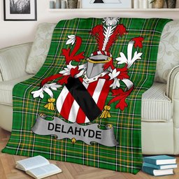 Scottish Delahyde Coat of Arms Family Crest Ireland Blanket Irish National Tartan Irish County Blanket