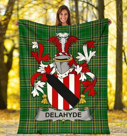 Scottish Delahyde Coat of Arms Family Crest Ireland Blanket Irish National Tartan Irish County Blanket