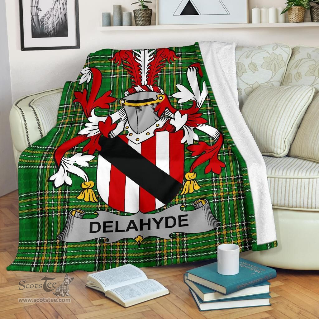 Scottish Delahyde Coat of Arms Family Crest Ireland Blanket Irish National Tartan Irish County Blanket