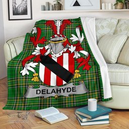 Scottish Delahyde Coat of Arms Family Crest Ireland Blanket Irish National Tartan Irish County Blanket